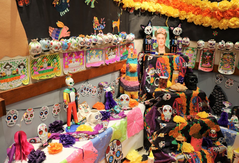 Colorful Day of the Dead display