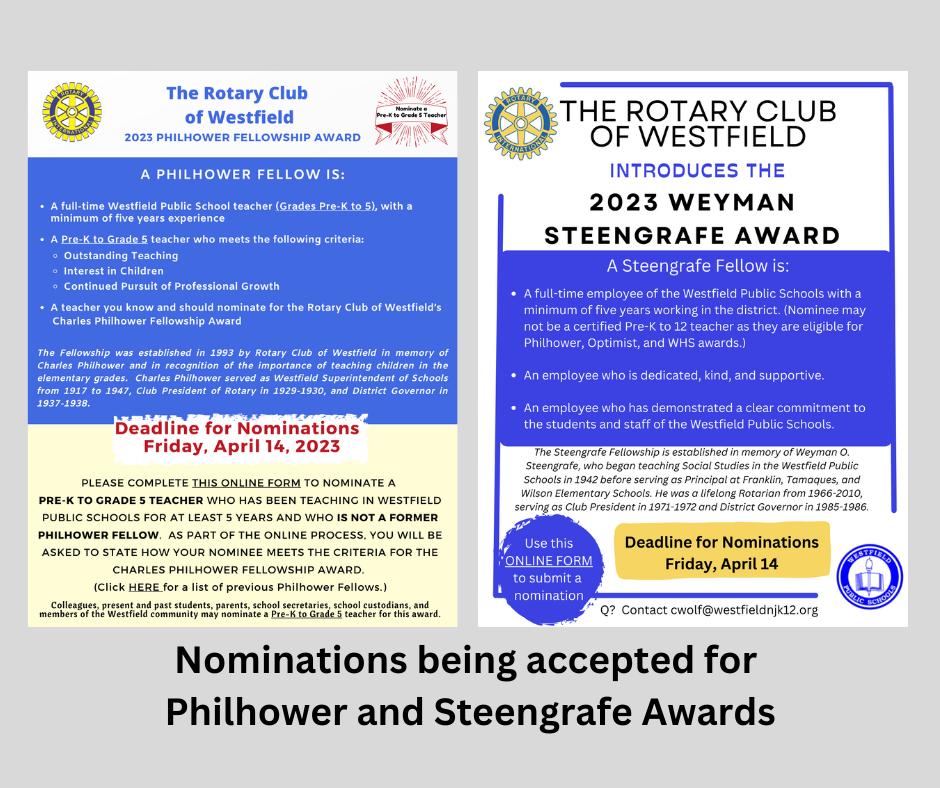 Two  flyers announcing Philhower and Steengrafe awards