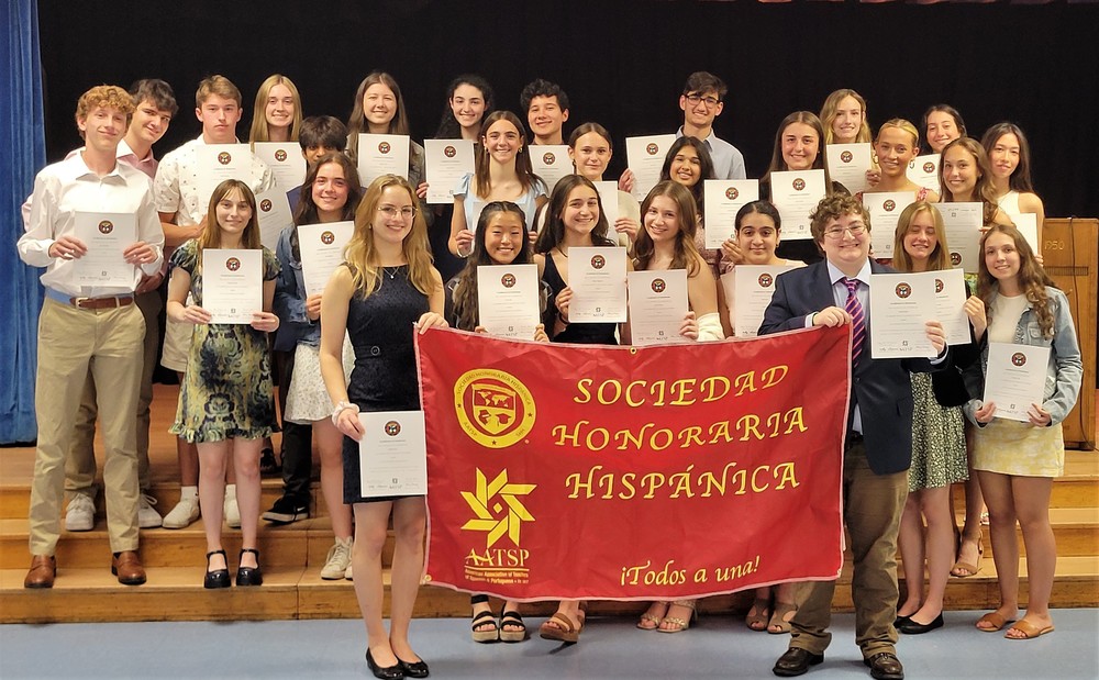 Group photo of students inducted into National Spanish Honor Society