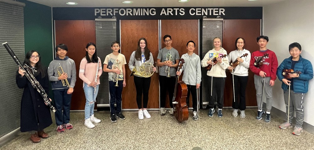 Group photo of Edison students selected for Region Band and Orchestra