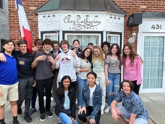 RIS 8th graders dine at French restaurant as part of french unit on food