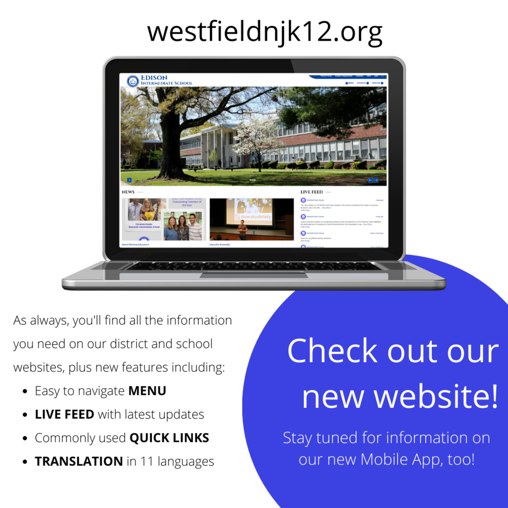 Graphic showing "Check Out Our New Website!"