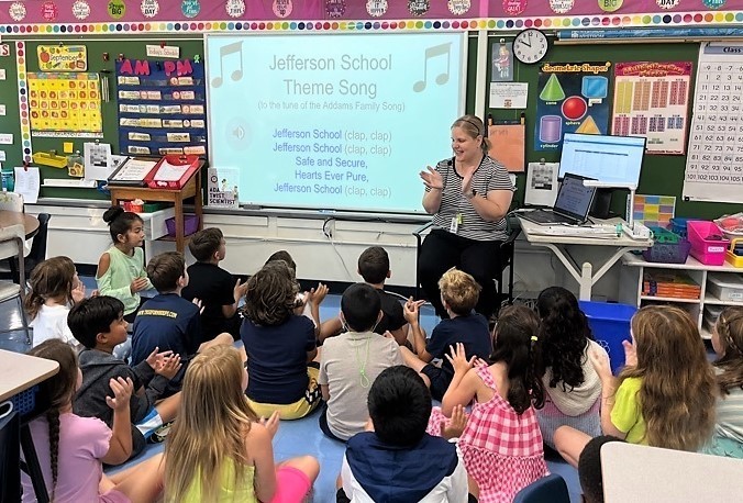 Jefferson 3rd graders learn school theme song in music class