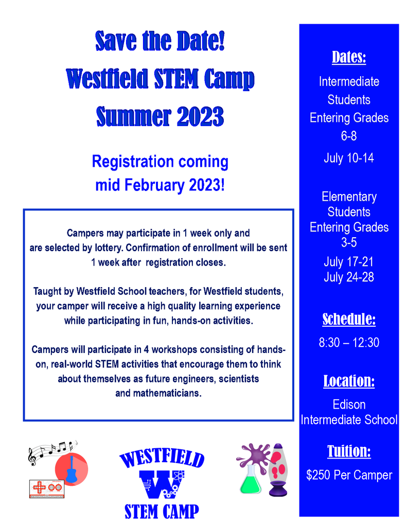 Flyer with details of Summer STEM Camp 2023