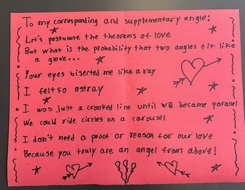 Valentine poem using math vocabulary