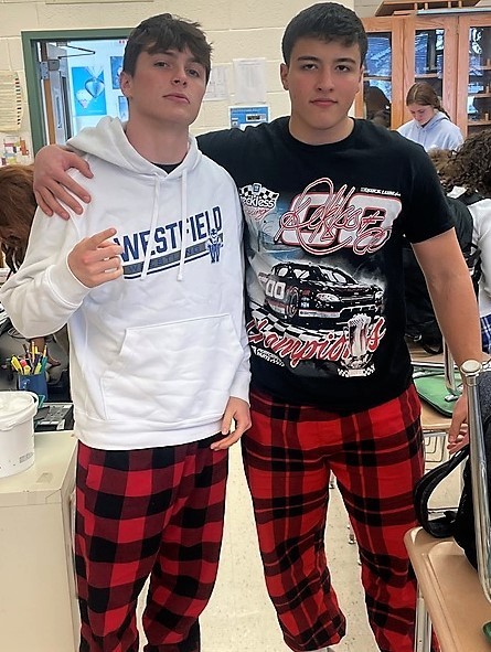Two WHS students wear PJs on spirit day