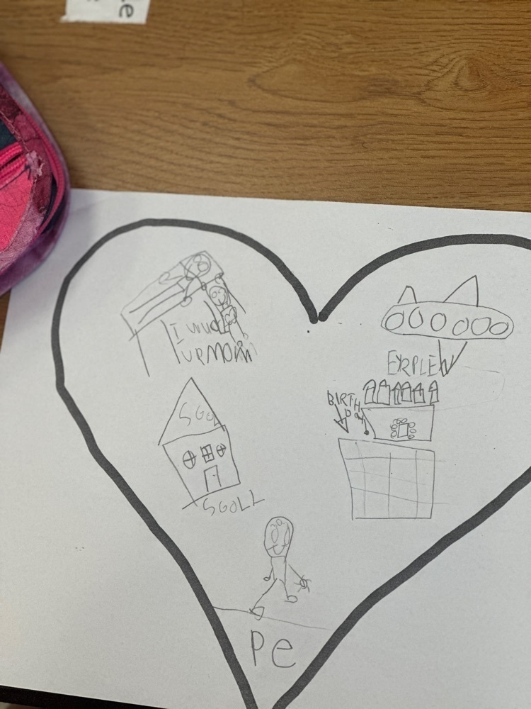 Kindergarten writing project on heart shaped template