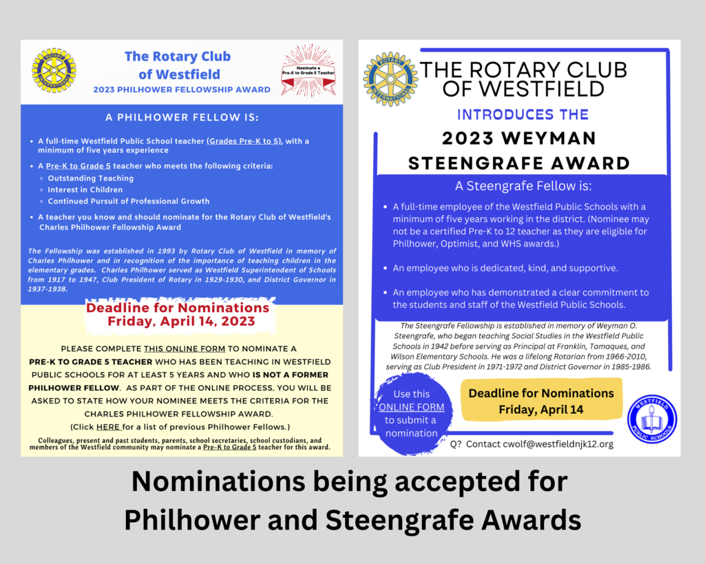 Photo of two flyers for Philhower and Steengrafe  Awards