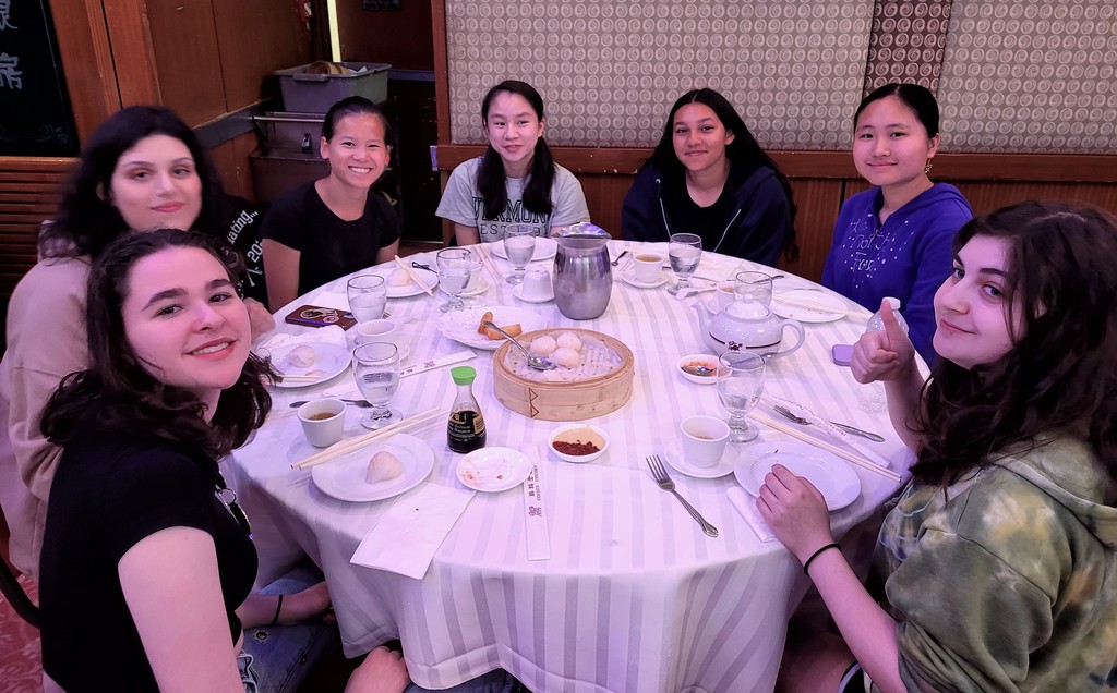 Group of WHS girls enjoying dim sum lunch in NYC during field trip