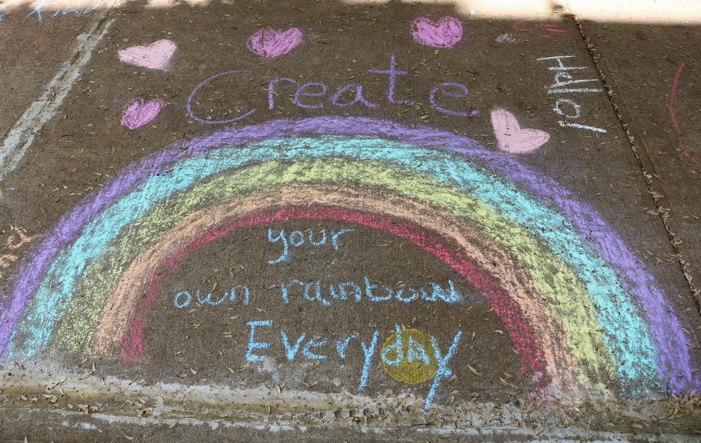 Nice chalked message and rainbow