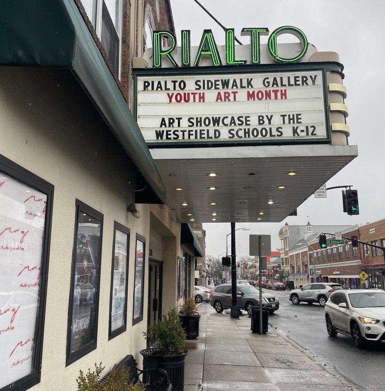 Rialto marquis noting Youth Art Month