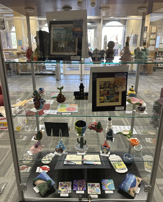 Student work/sculpture displayed at library